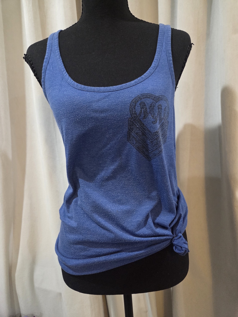 Y2k Metal Mulisha Blue Scoop Neck Tank Top with Heart Graphic